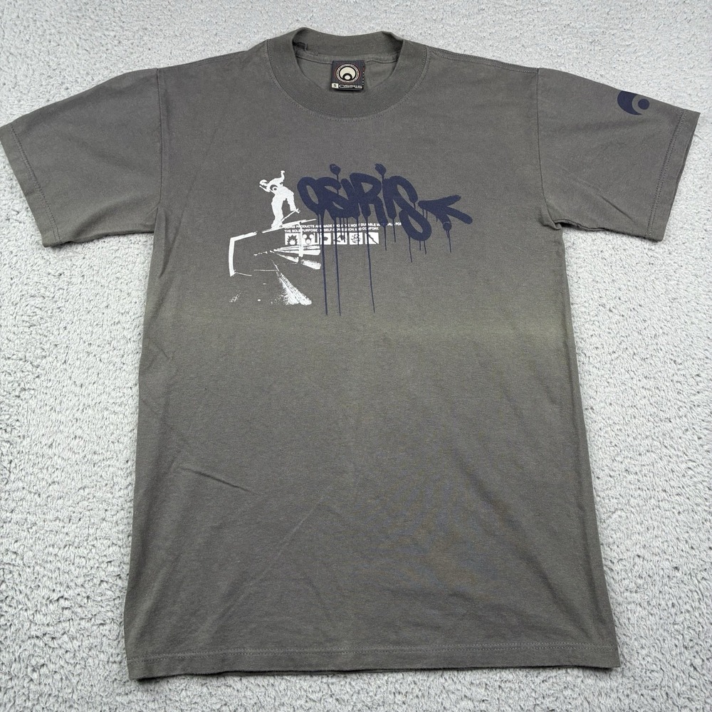 Vintage Osiris Footwear Skate T-Shirt Men's Small Gray Faded Y2K Grunge